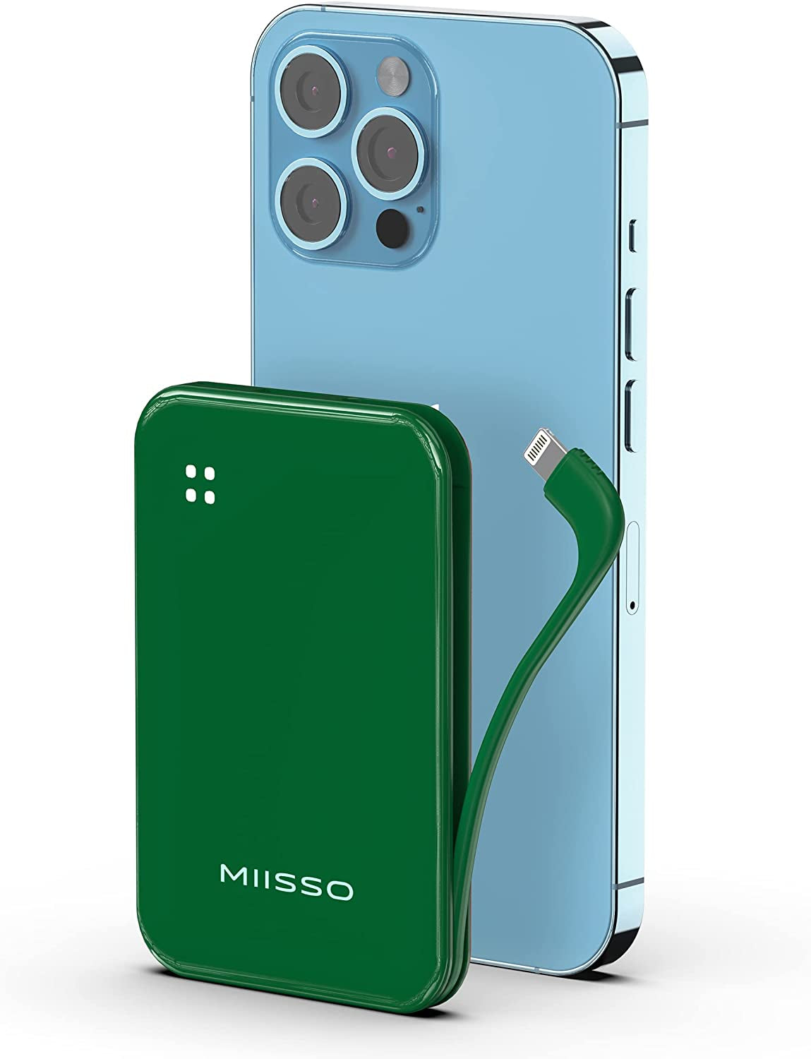 REDISONA Small Portable Charger 4500Mah Power Bank with Built-In Cable, Mini External Battery Pack Compatible with Iphone 14/14 Pro/14 Plus/14 Pro Max/13/12/11/X/8/7/6 Airpods, Red  Shenzhen Weilaishenniao Technology Co., Ltd. Green  