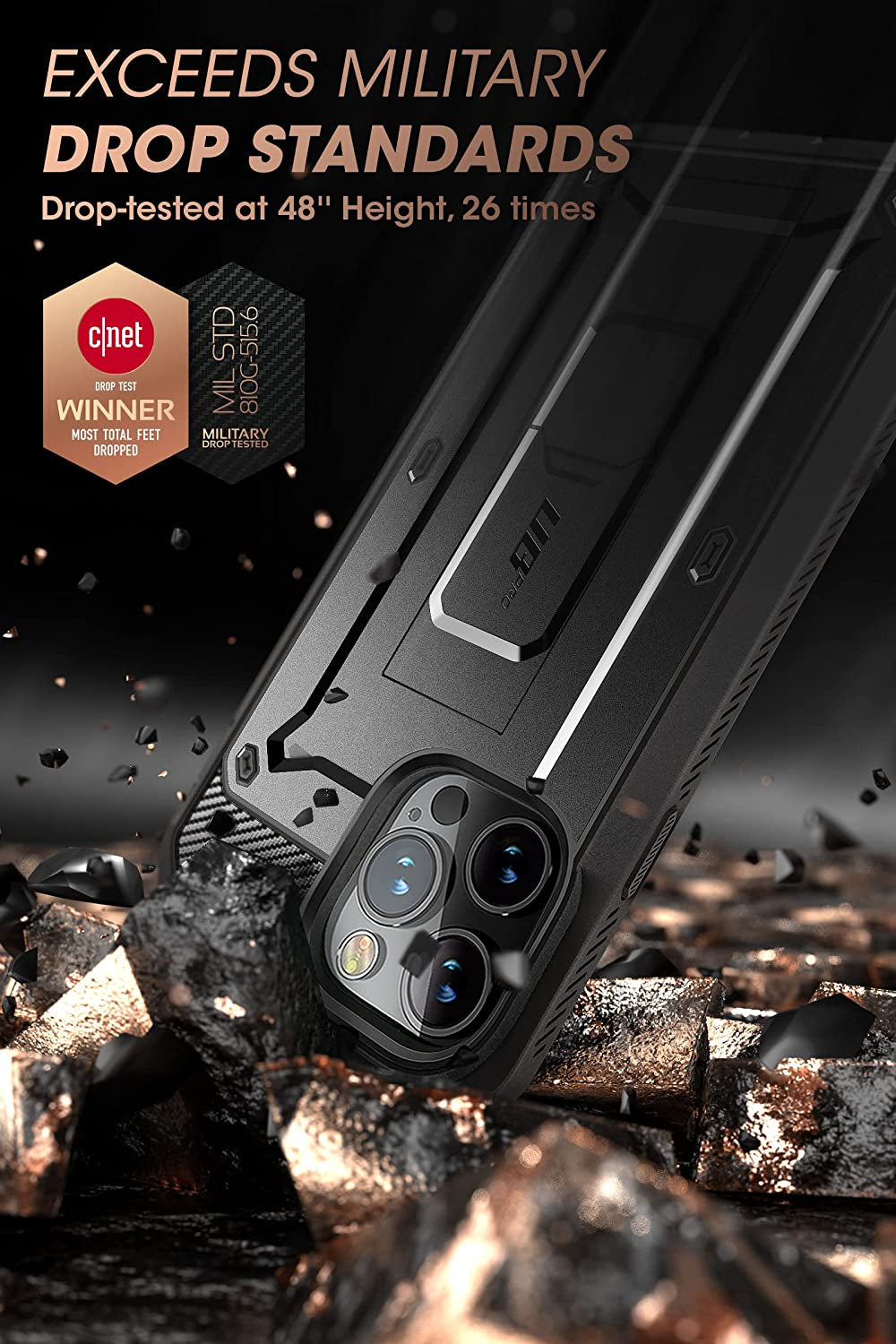 SUPCASE Unicorn Beetle Pro Case for Iphone 14 Pro 6.1", with Built-In Screen Protector & Kickstand & Belt-Clip Heavy Duty Rugged Case (Black)  SUPCASE   