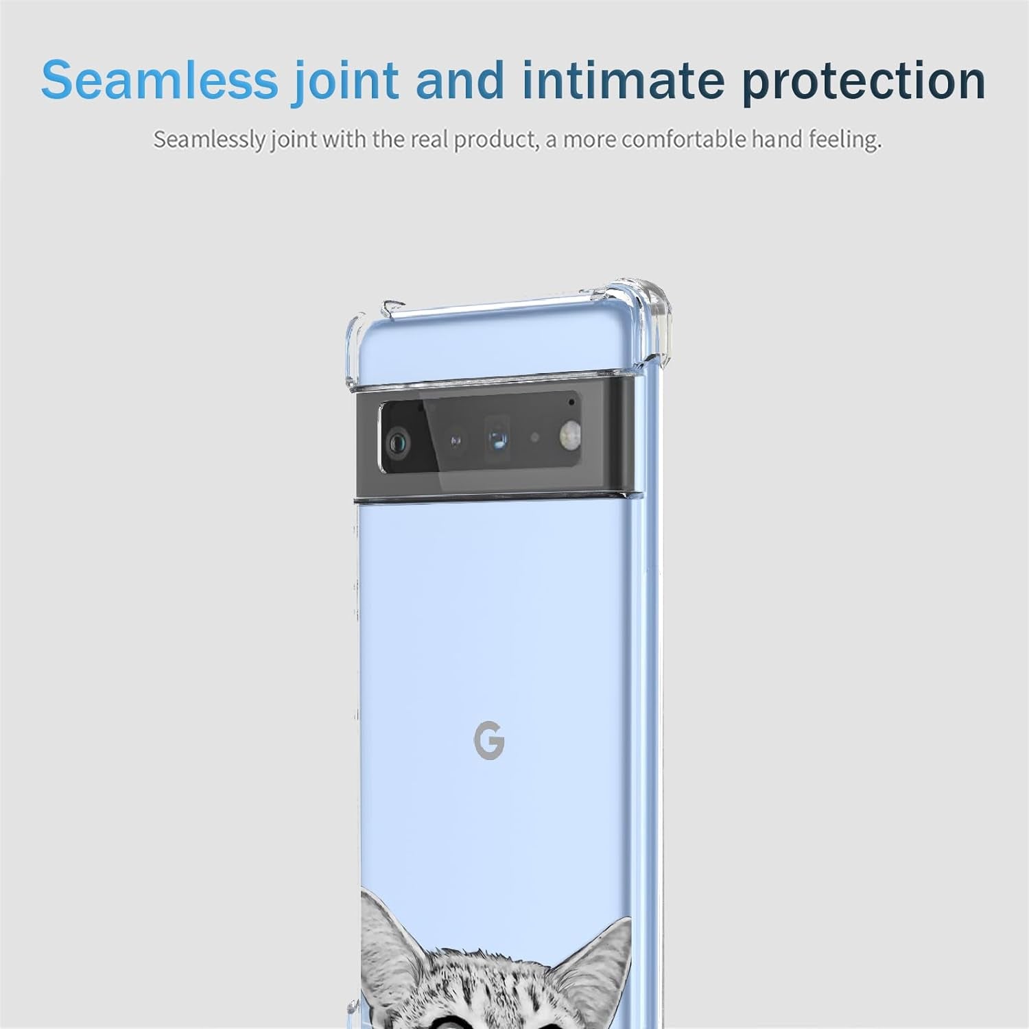 OEURVQO for Pixel 6 Pro Google 6 Pro G8VOU Case Clear Cute Cat Pattern Cartoon Animal Soft TPU Shockproof Bumper Anti-Scratch Protective Phone Case for Google Pixel 6 Pro 5G (Staring Cat)  OEURVQO   
