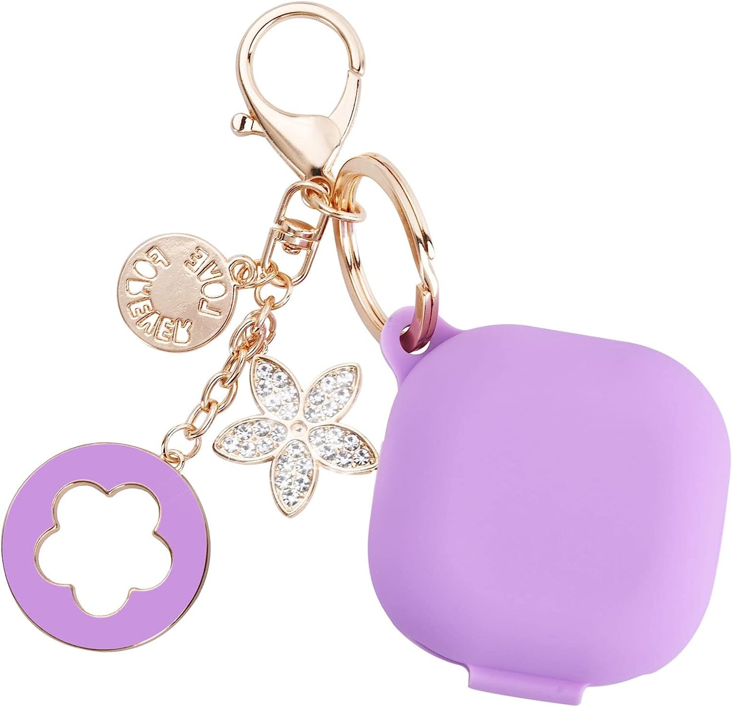 OLEBAND Galaxy Buds 2 Pro 2022/Galaxy Buds 2/Pro Case 2021/Galaxy Buds Live 2020 Case Cover,Soft Silicone Protective Cover with Cute Keychain Accesories,For Women and Girls,Purple  OLEB   