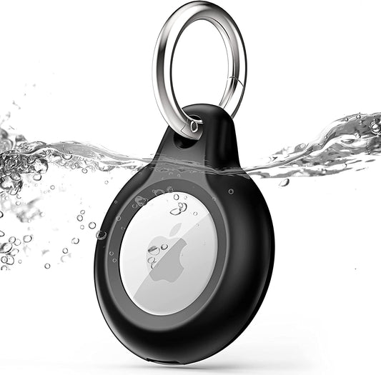 1 Pack Airtag Keychain with Airtag Holder Case,Ipx8 Waterproof Full Body Shockproof,Anti-Scratch Cover Air Tag for Cat,Dog,Keys,Luggage,（Black）  MOZOTER   