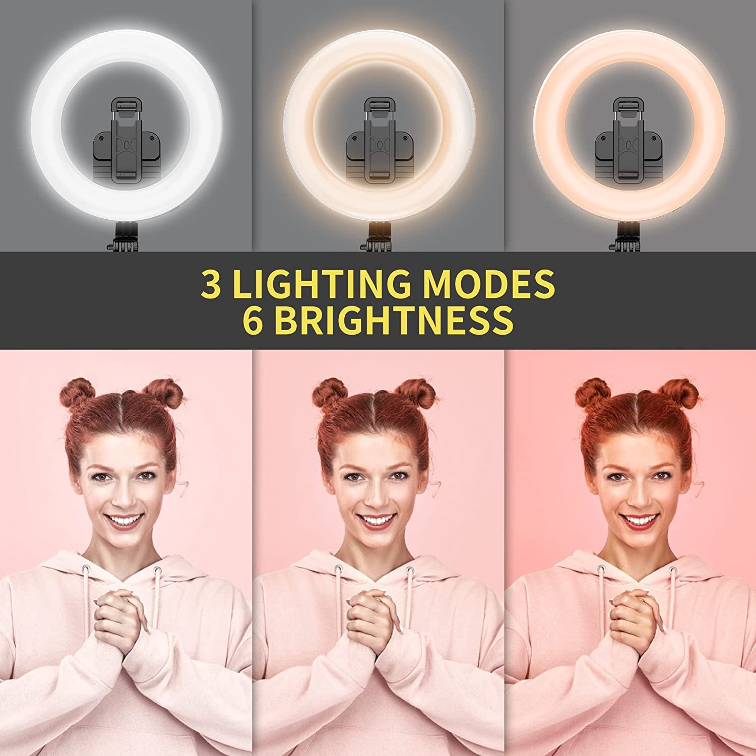 8" Selfie Ring Light with 66" Extendable Tripod Stand & Phone Holder, Portable Unplugged Dimmable LED Ringlight for Live Stream/Makeup/Tiktok/Youtube Video, Compatible with Iphone & Android  LDP   