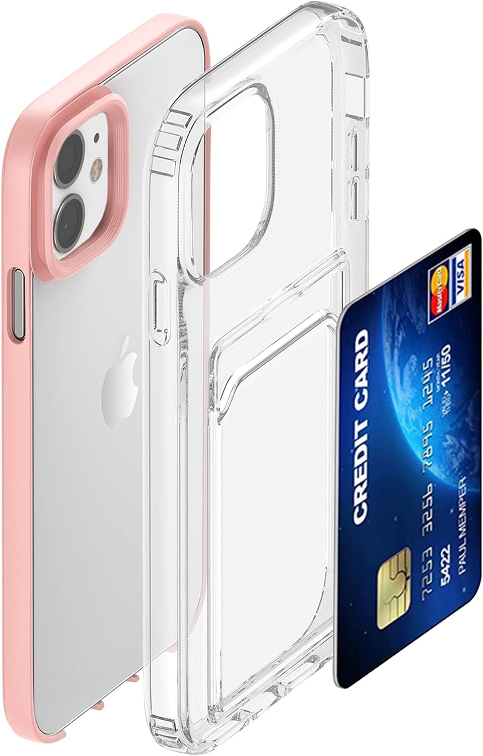 ZCDAYE Clear Wallet Case for Iphone 13(6.1 Inches), Iphone 13 Case with Card Holder, Slim Soft TPU Shockproof Clear Phone Case for Iphone 13(6.1 Inches) - Pink  ZCDAYE   