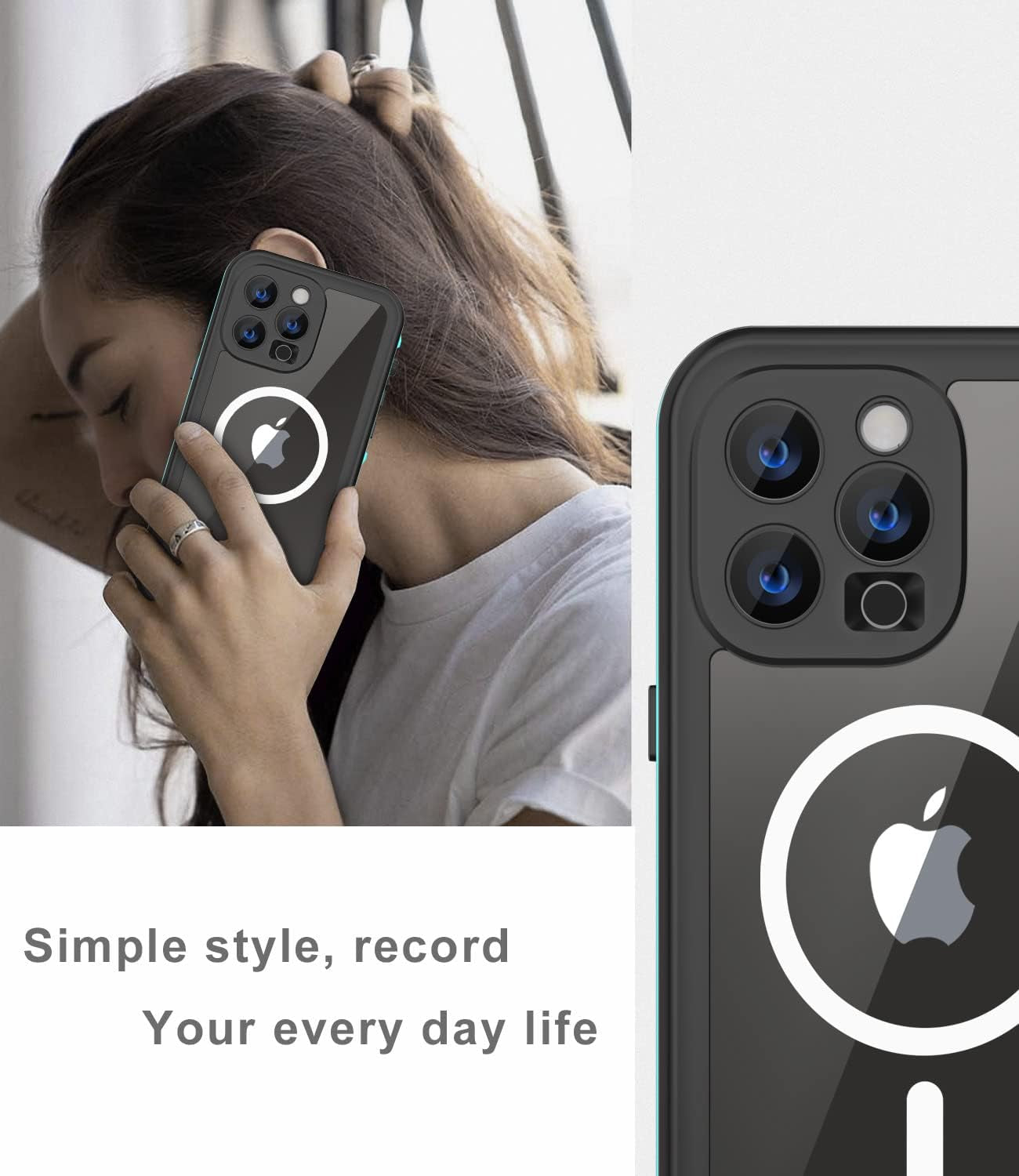 Dewfoam Design for Iphone 14 Pro Max Waterproof Case, Shockproof Dustproof Phone Case with Screen Protector, Full Body Protective Phone Case for Iphone 14 Pro Max 6.7''(Teal)  Dewfoam   