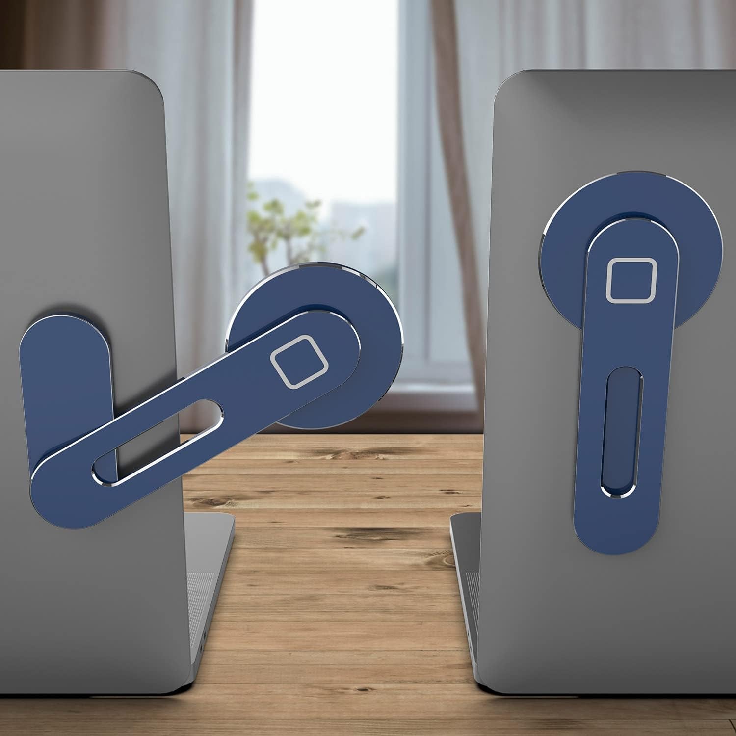 Punkcase Laptop Phone Holder Stand | Universal Side Mount W/Magnetic Foldable Arm | Must-Have Accessory for Your Hands-Free Dual Screen Set-Up [Blue]  PunkCase   