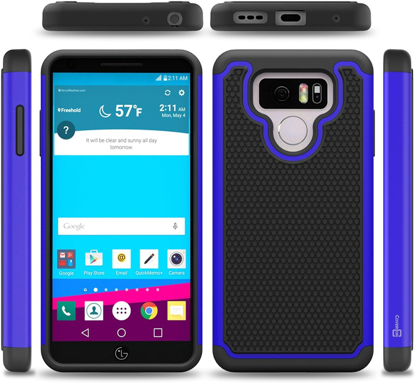 Coveron Heavy Duty Hybrid Hexaguard Series for LG G6 / G6 plus Case, Blue on Black  CoverON   
