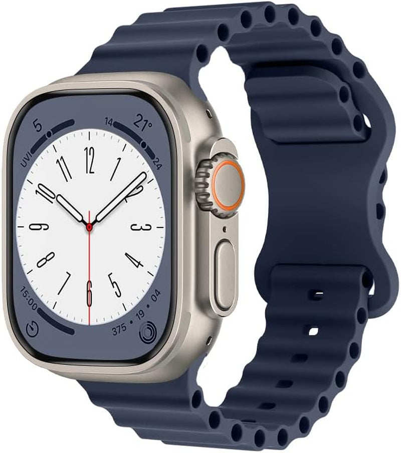 QLTYPRI Silicone Ocean Band Compatible with Apple Watch Band 38Mm 40Mm 41Mm 42Mm 44Mm 45Mm 49Mm for Women Men, Soft Waterproof Sport Strap for Iwatch Series Ultra/8/7/6/5/4/3/2/1/Se – Cream  QLTYPRI Dark Blue 38/40/41mm 
