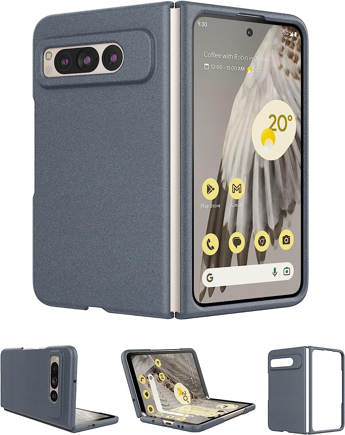 Eastcoo Slim Fit Case for Google Pixel Fold 2023, [Hard PC Back] [Frosted Feel] [Wireless Charging Support] Lightweight Shockproof Case Cover for Google Pixel Fold 5G, Silver  Eastcoo Gray  