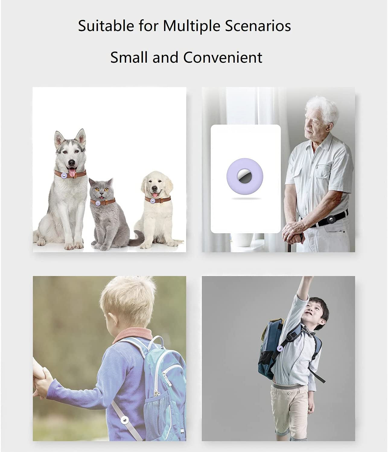 Dog Collar Holder for Apple Airtag 2 Pack , Anti-Lost Airtag Silicone Dog Collar Cat Pet Loop Holder ,Compatible with Pet Collars Loop&Backpack Airtag Accessories (Pink & Purple) 1  N\C   