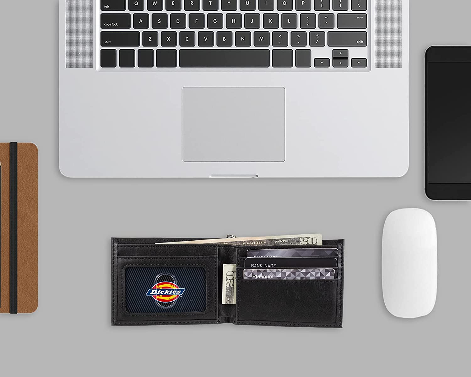 Dickies Men'S Bifold Wallet-High Security with ID Window and Credit Card Pockets, Classic Black, One Size  Randa Accessories   