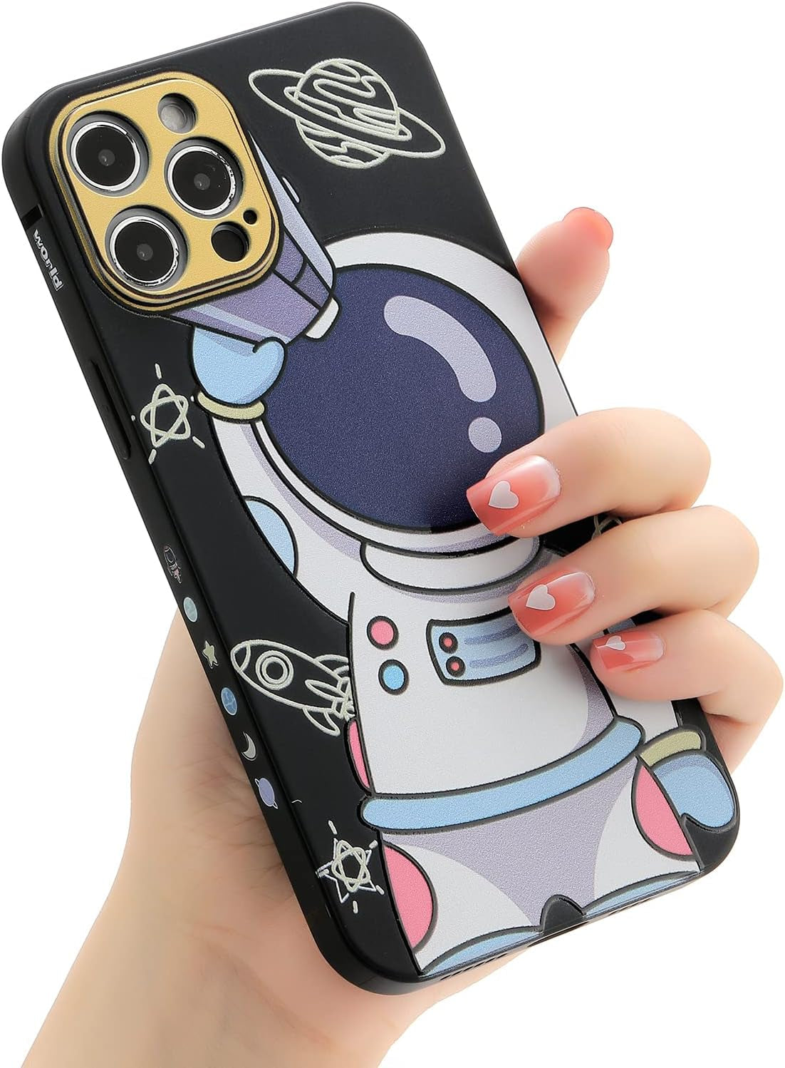 Yonds Queen for Iphone 12 Mini Cute Case, Cool Cartoon Astronaut Space Design Stylish Bumper Women Girls Protective Anti-Slip Shockproof Fashion Creative Case (Black Telescope, Iphone 12 Mini)  Yonds Queen   