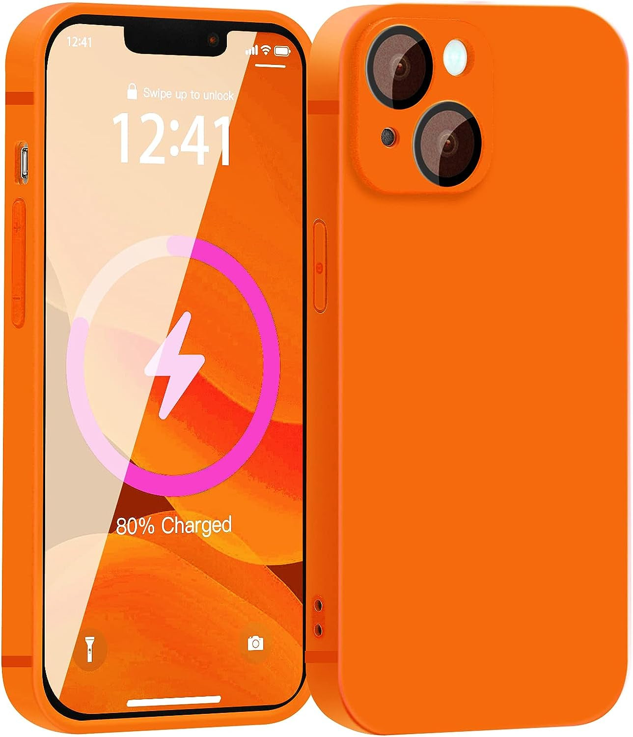 YZR Silicone Case Compatible with Iphone 13 Case (6.1 Inch 2021), with Camera Protection, Liquid Silicone Phone Case (Purple)  YZR Orange  