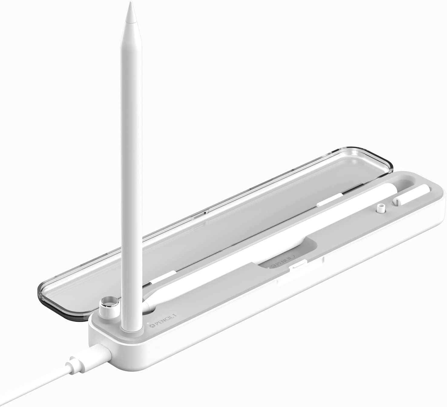 Magnetic Wireless Charging Case Compatible with Apple Pencil 2Nd Generation & 1St, Charger Dock for Ipad Stylus Pen,Carrying Case & Storage Protective Box for Ipad Penceil(With Battery)  CKINEE White-no battery  