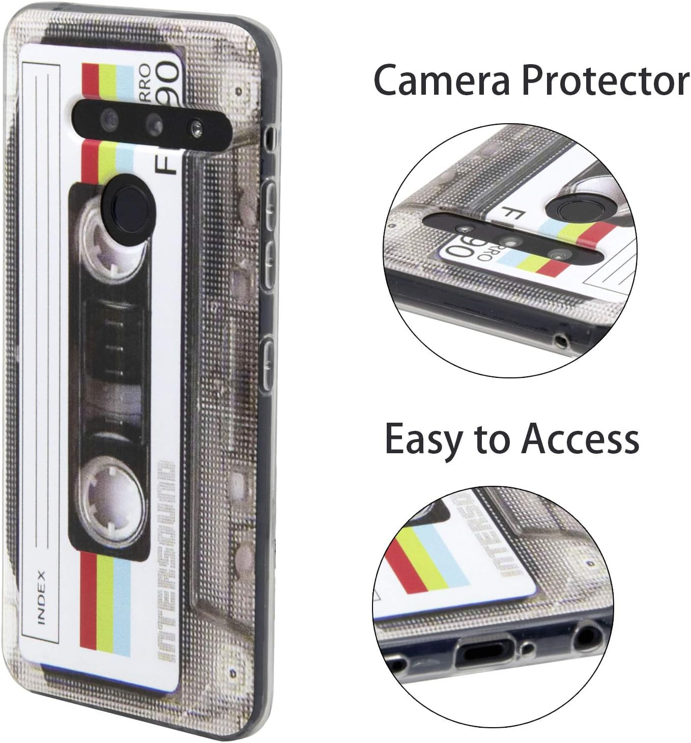 TNCYOLL Compatible with LG G8 Cool Case, Slim Dual Cool Retro Cassette Music Shockproof Bumper Protective Soft Phone Cases Cover for LG G8  TNCYOLL   