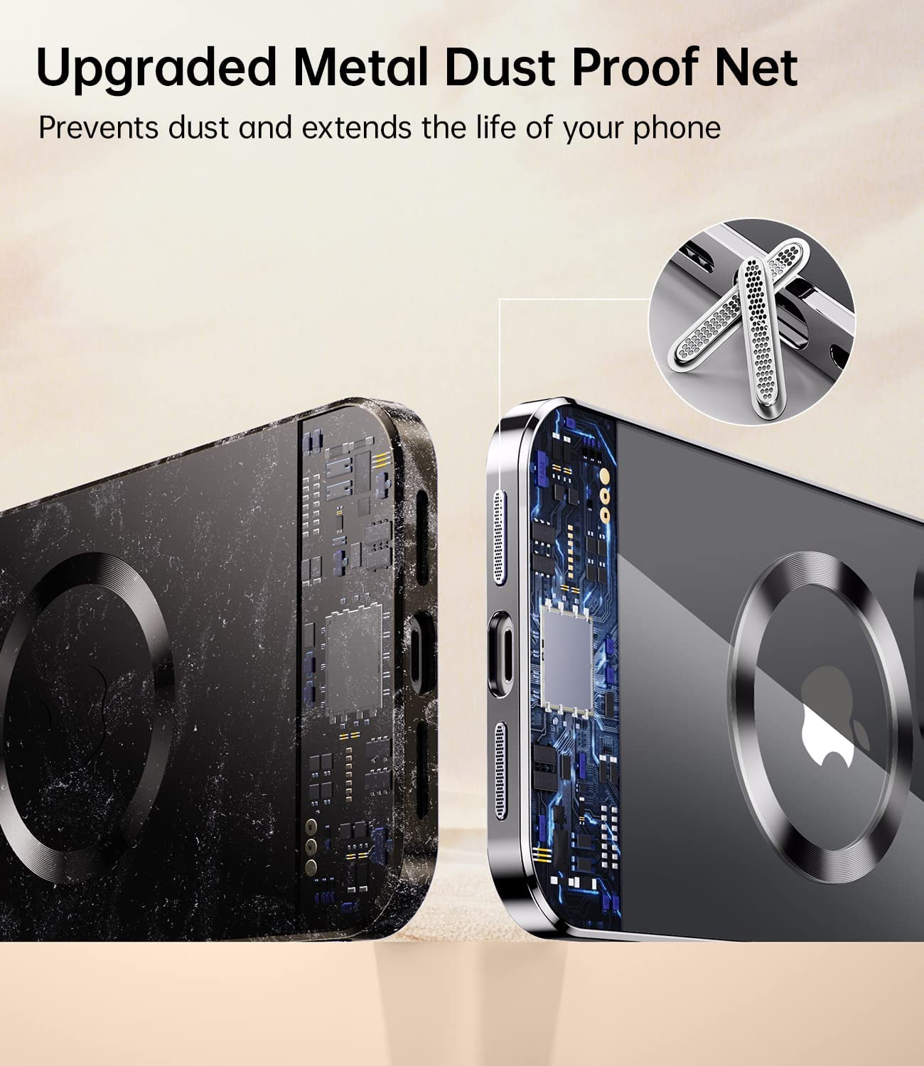 JUESHITUO Magnetic Matallic Glossy Clear for Iphone 14 Case with Full Camera Cover Protection [No.1 Strong N52 Magnets] [Military Grade Drop Protection] for Women Girls Phone Case (6.1")-Space Black  JUESHITUO   