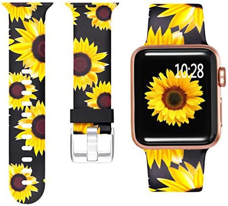 Laffav Compatible with Apple Watch Band 41Mm 40Mm 38Mm Iwatch SE & Ultra & Series 8/7/6/5/4/3/2/1 for Women Men, Sexy Leopard, S/M  Laffav Sunflower Black 38/40/41MM M/L 