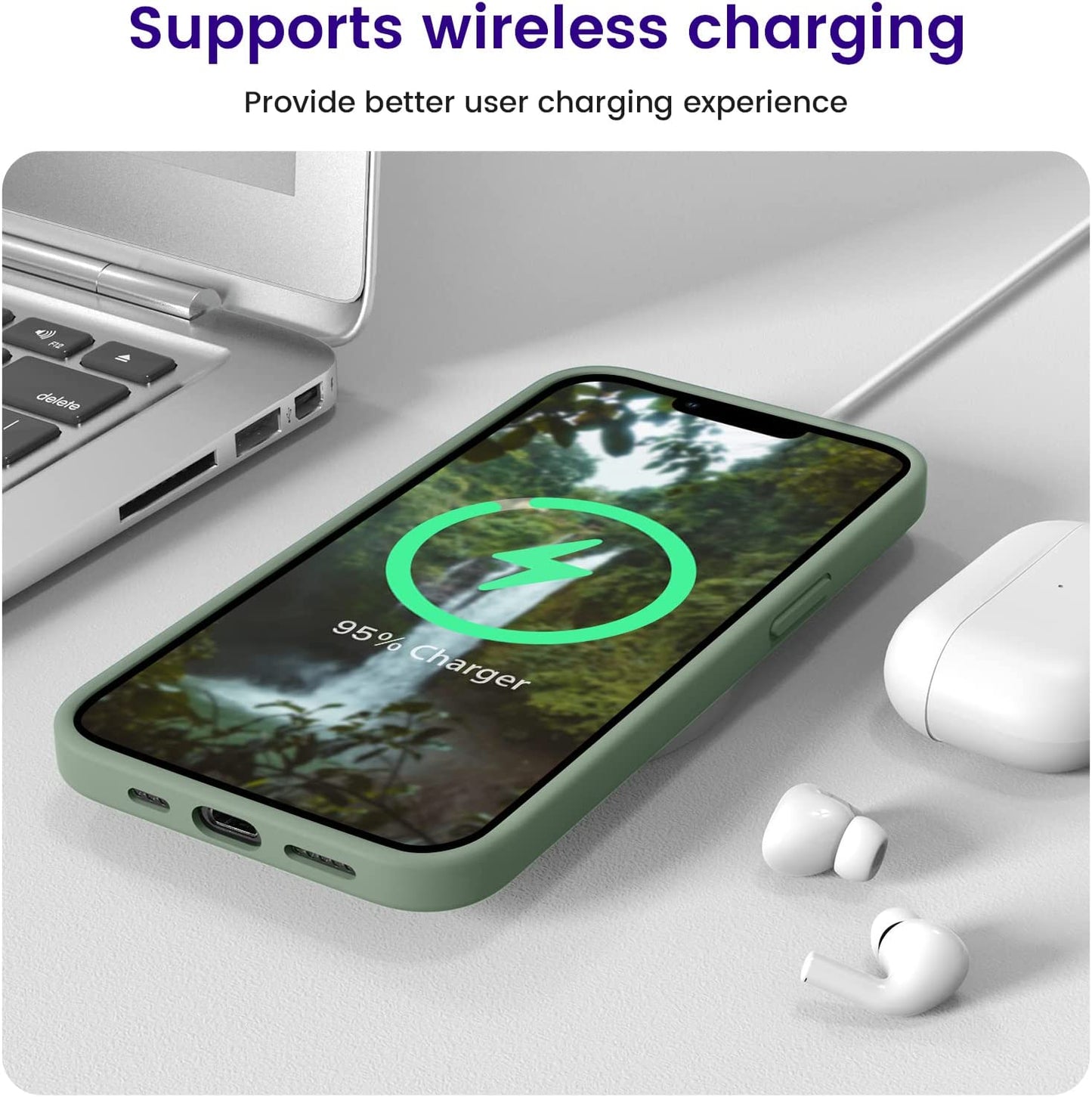 OTOFLY Designed for Iphone 14 Case, Silicone Shockproof Slim Thin Phone Case for Iphone 14 6.1 Inch (Calke Green)  OTOFLY Direct   