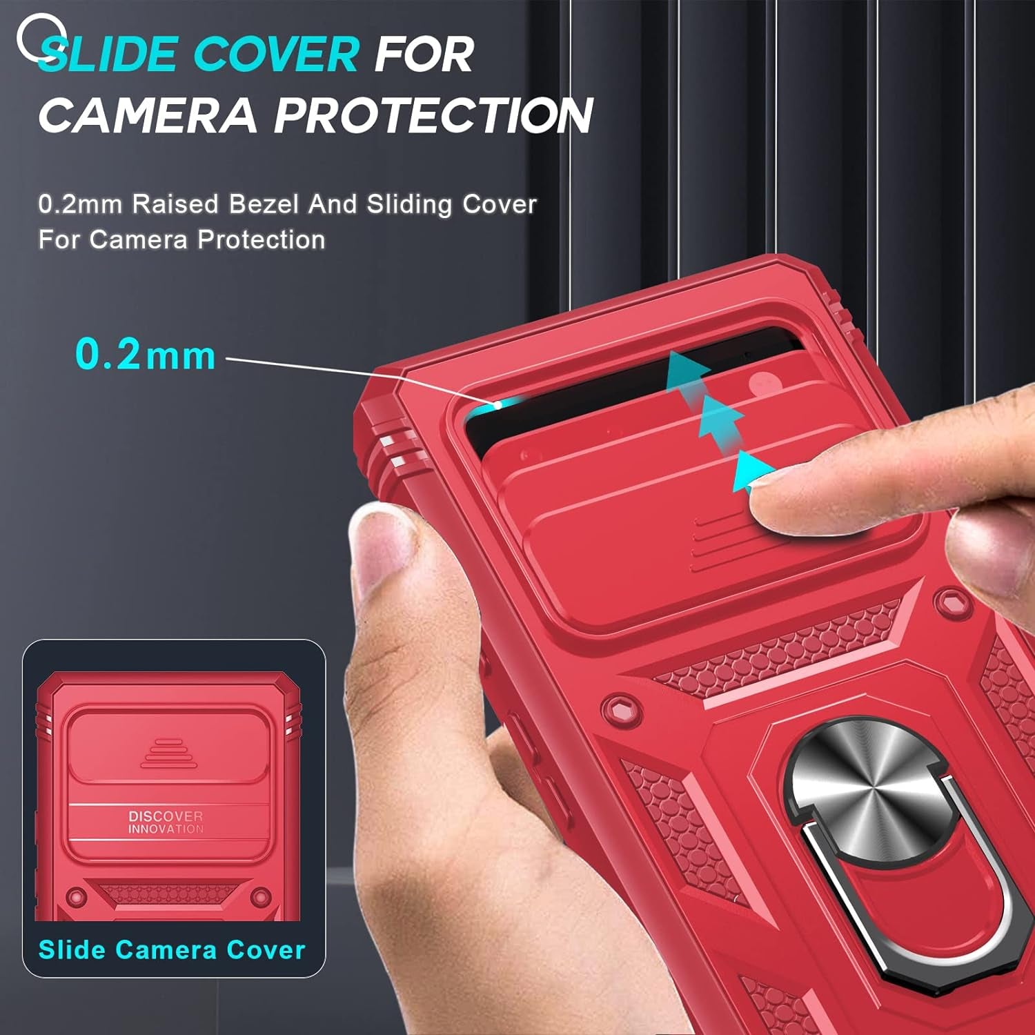 Leyi for Google Pixel 6 Case: Case for Pixel 6 with Slide Camera Cover + [2 Packs] Tempered Glass Screen Protector, 360 Full Body Military-Grade Phone Case with Kickstand for Google Pixel 6, Red  LeYi   