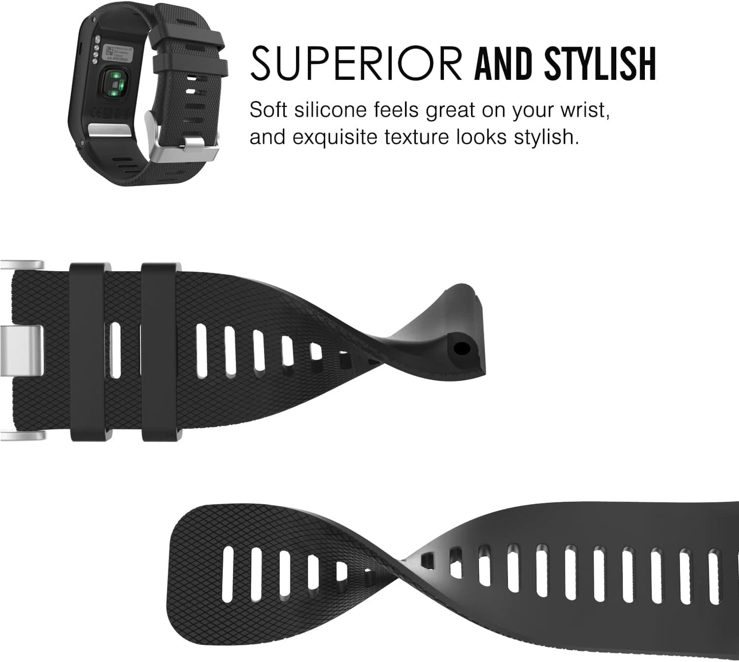Moko Garmin Vivoactive HR Watch Band, Soft Silicone Replacement Watch Band ONLY for Garmin Vivoactive HR Sports GPS Smart Watch with Adapter Tools.  MoKo   