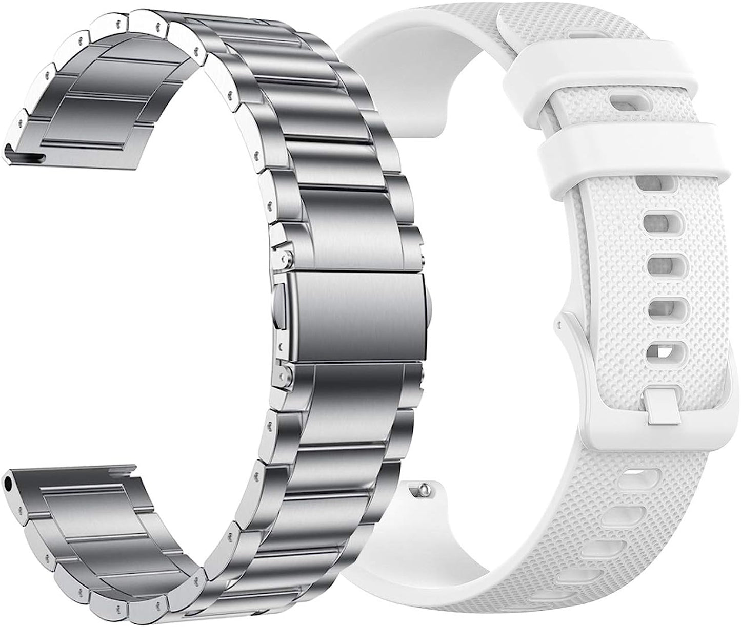 YEEJOK 22Mm Watch Bands Compatible for Fossil Men'S Gen 6/5E 44Mm/ Gen 5LTE/ Gen 5 Carlyle Garrett/Women'S Julianna/Gen 4 Explorist HR, Metal Watch Strap + Silicone Sport Bands  YEEJOK Silver & White  