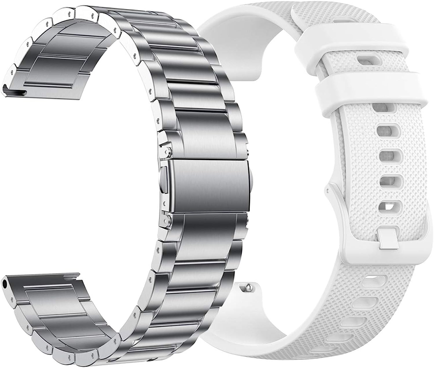 YEEJOK 22Mm Watch Bands Compatible for Fossil Men'S Gen 6/5E 44Mm/ Gen 5LTE/ Gen 5 Carlyle Garrett/Women'S Julianna/Gen 4 Explorist HR, Metal Watch Strap + Silicone Sport Bands  YEEJOK Silver & White  