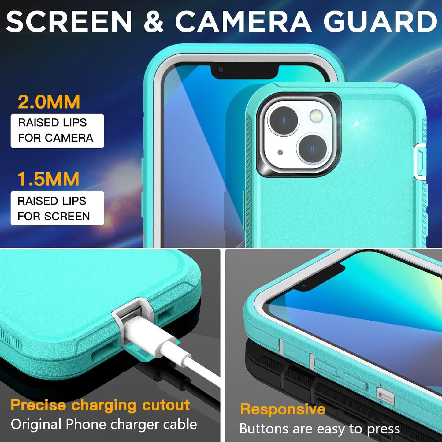 Aicase for Iphone 13 Mini Case(5.4") with Glass Screen Protector, Heavy Duty Drop Protection Full Body Rugged Shockproof/Dust Proof Military Protective Tough Durable for Iphone 13 Mini 5.4"_9  AICase   