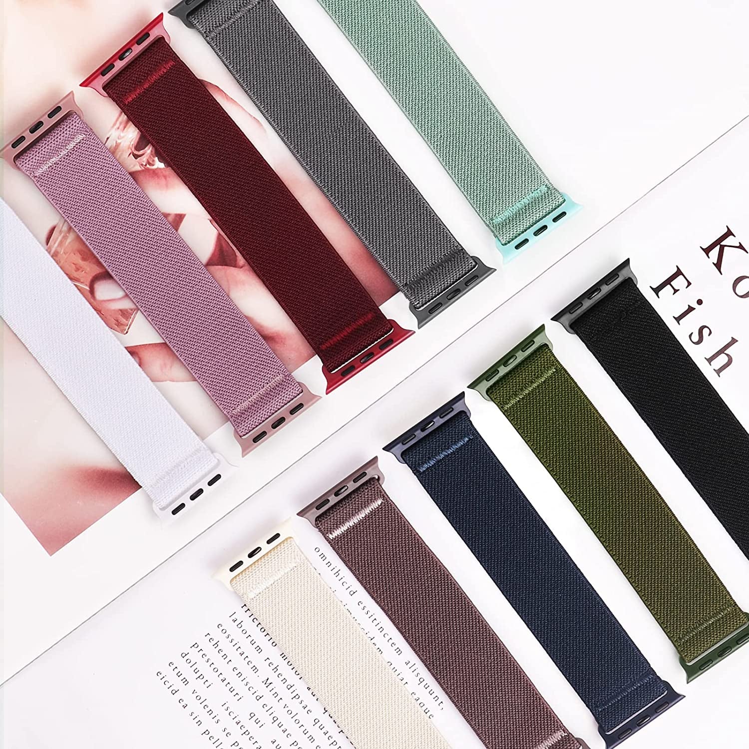 HILIMINY 10 Pack Stretchy Solo Loop Bands Compatible with Apple Watch 38Mm 40Mm 41Mm 42Mm 44Mm 45Mm 49Mm Men Women, Braided Elastic Nylon Sport No Buckles Straps for Iwatch Ultra SE Series 8 7 6 5 4 3 2 1  HILIMNY   