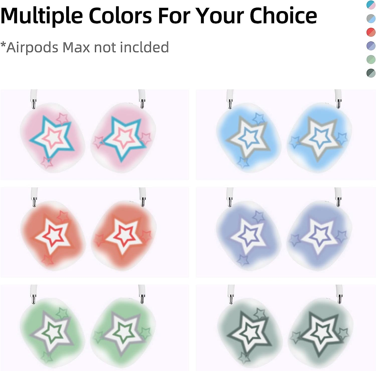 AIIEKZ Case Cover for Airpods Max，Soft Silicone Anti-Scratch Ear Cups Case with Colorful Star Pattern for Apple Airpods Max Headphones (Green)  AIIEKZ   