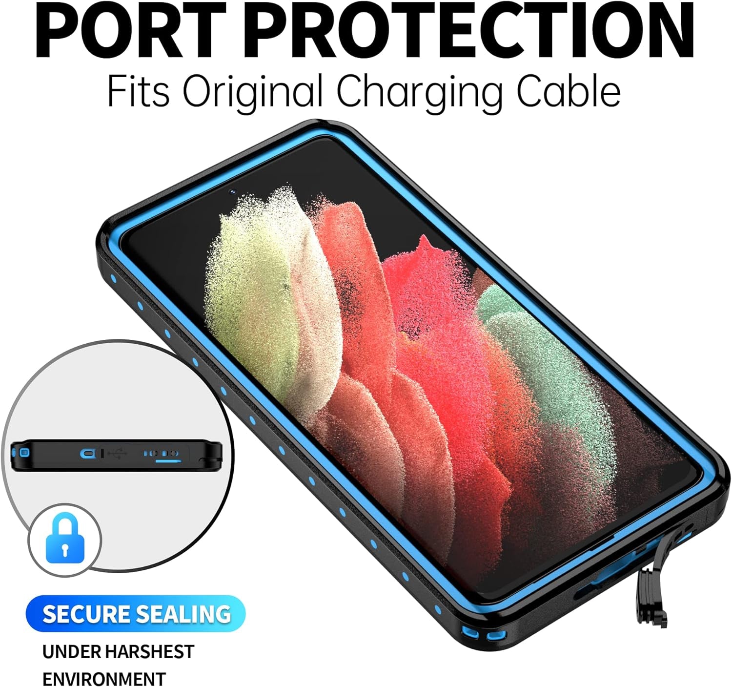 BEASTEK for Samsung Galaxy S21 Ultra Waterproof Case, NRE Series, Shockproof Underwater IP68 Case with Built-In Screen Protector Full Body Protective Cover, for Galaxy S21 Ultra 6.8 Inch (Blue)  BEASTEK   