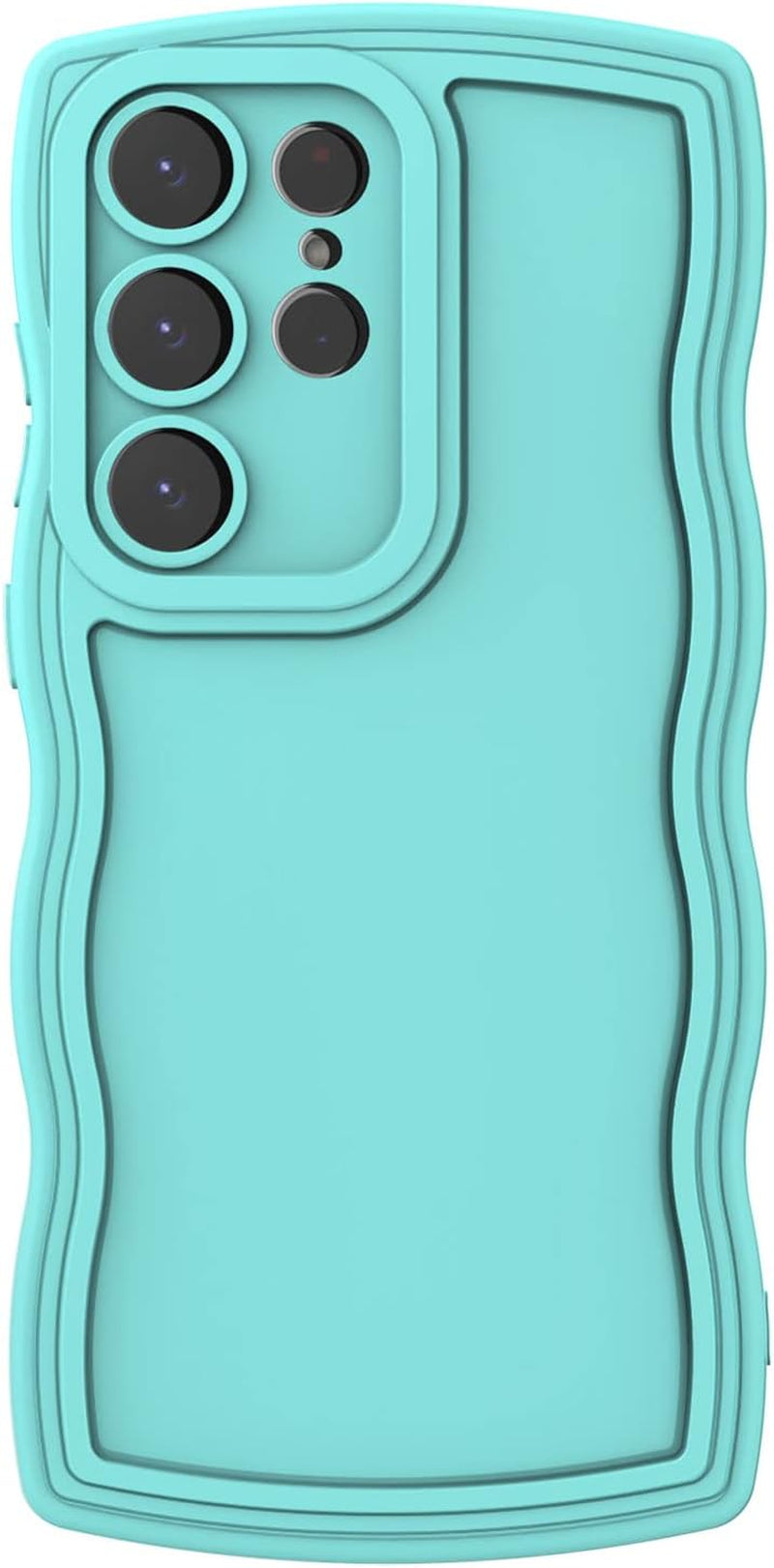 Aicase Cute Solid Color Curly Wave Frame Soft Compatible with Samsung Galaxy Phone Case (Blue, Galaxy S22 Ultra)  AICase   