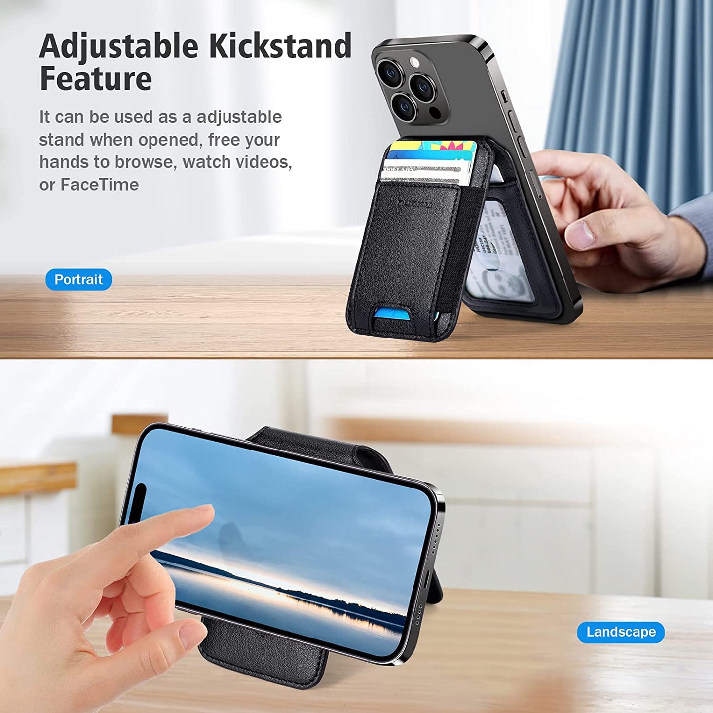 Nuoku Designed for Magsafe Wallet, Leather Magnetic Card Holder for Iphone 14 Pro Max/14 Pro/14 Plus/14 and 13/12 Series, NOT Compatible with 13/12 Mini  nuoku   