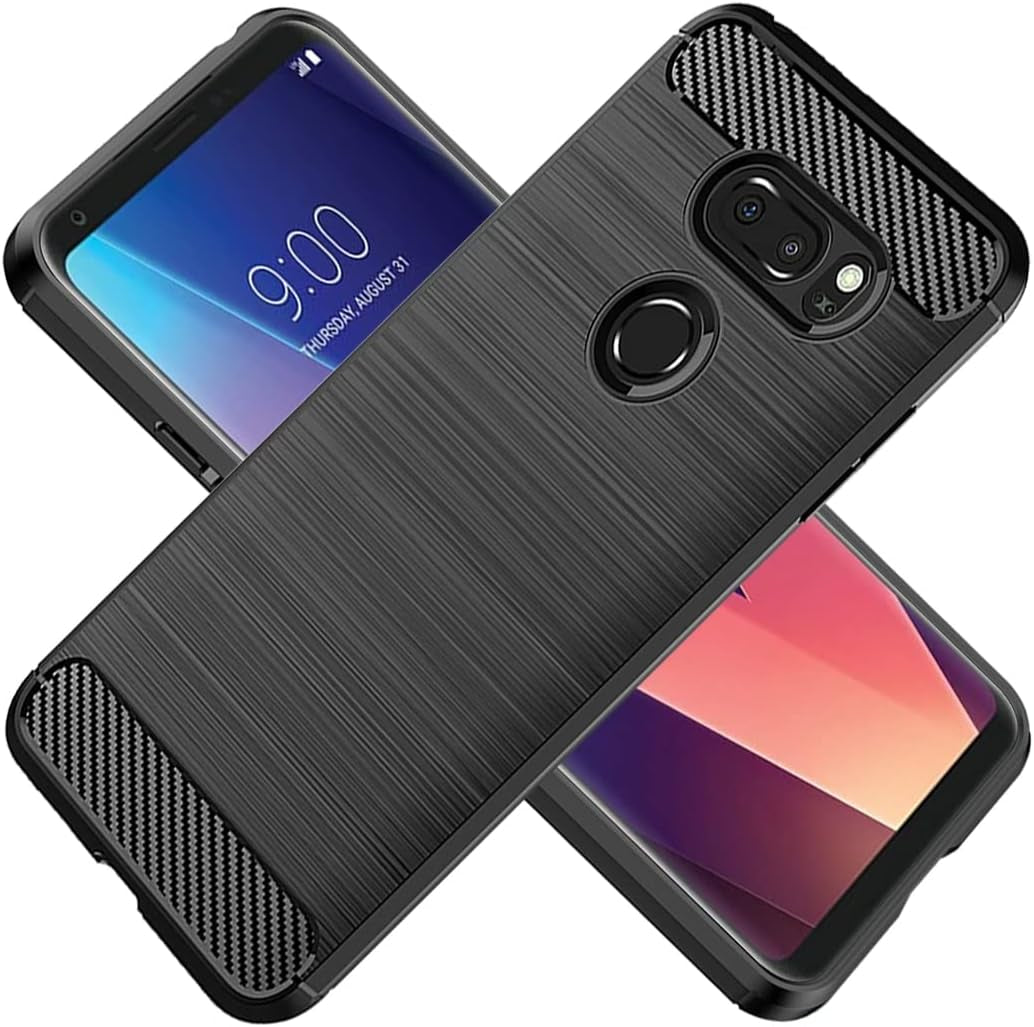 KOARWVC Phone Case for LG V30/V30S Thinq/V35 Thinq/V30+/V30 plus Case, US998 Case Carbon Fiber Shockproof Rugged Shield Anti-Scratch Soft TPU Back Cover Cases for LG V30 (Black)  KOARWVC   