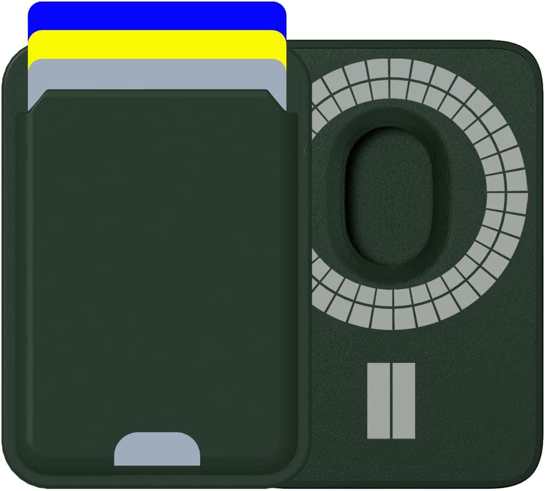 Magnetic Card Holder Designed for Magsafe Wallet, Designed for Iphone 12 13 14 15 Pro Max Mini, Highimitation Leather, Strong Magnet on Back, Quick Access (3 Cards, Dark Cherry)  Python Trend One 3 Cards, Green  