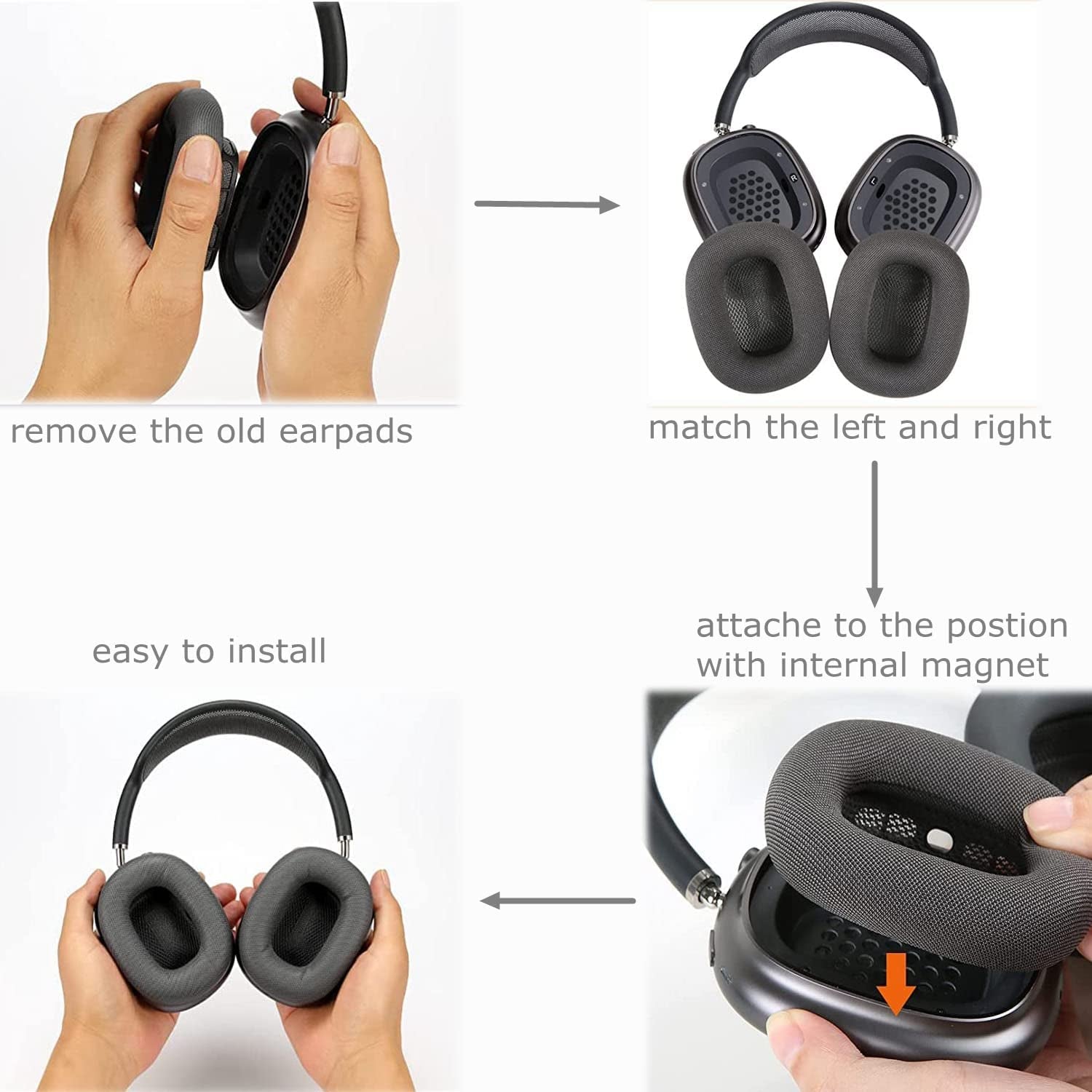 Earpads for Appple Airpods Max Ear Cushions Replacement Mesh Fabric Ear Pad Cushion for Airpod Max Headphone with Mesh Fabric Memory Foam and Magnet (Pink)  wjiaw hardware and plastic factory   