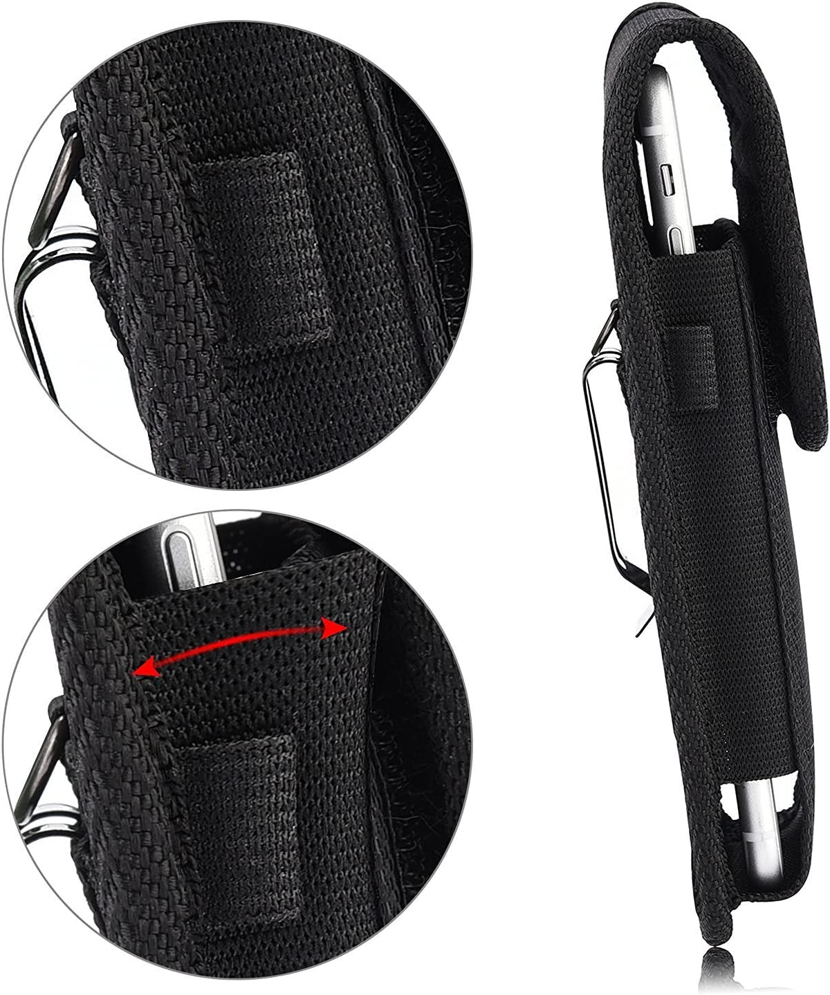 AISCELL Rugged Black Canvas Nylon Pouch Carrying Case Metal Belt Clip Holster for Oneplus Nord N30 5G, Nord N300 5G, 11,10T 5G,10 Pro,Nord N20 5G,Nord N200,Oneplus 9 (Fit Protective Case Cover On)  AISCELL   