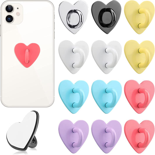 Lauwell 12 Pcs Cell Phone Finger Ring Adhesive Metal Phone Finger Grip Heart Shaped Cell Phone Ring Holder Phone Accessories Charm Loop Stand Phone Charm Hook for DIY Phone Case Pad Tablet Supplies  Lauwell   