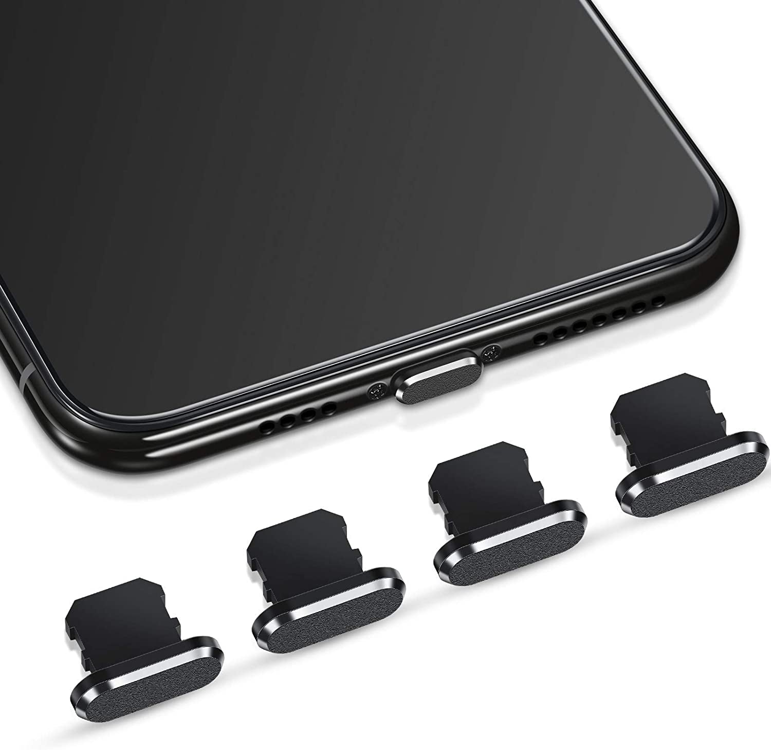 4 Pieces anti Dust Plugs Compatible with Iphone 11, Iphone 12 Protects Charging Dust Cover Compatible with Iphone 11, 12, Pro, Max/X/Xs/Xr, 7, 8 Plus, Ipad Mini/Air (Black)  Weewooday   