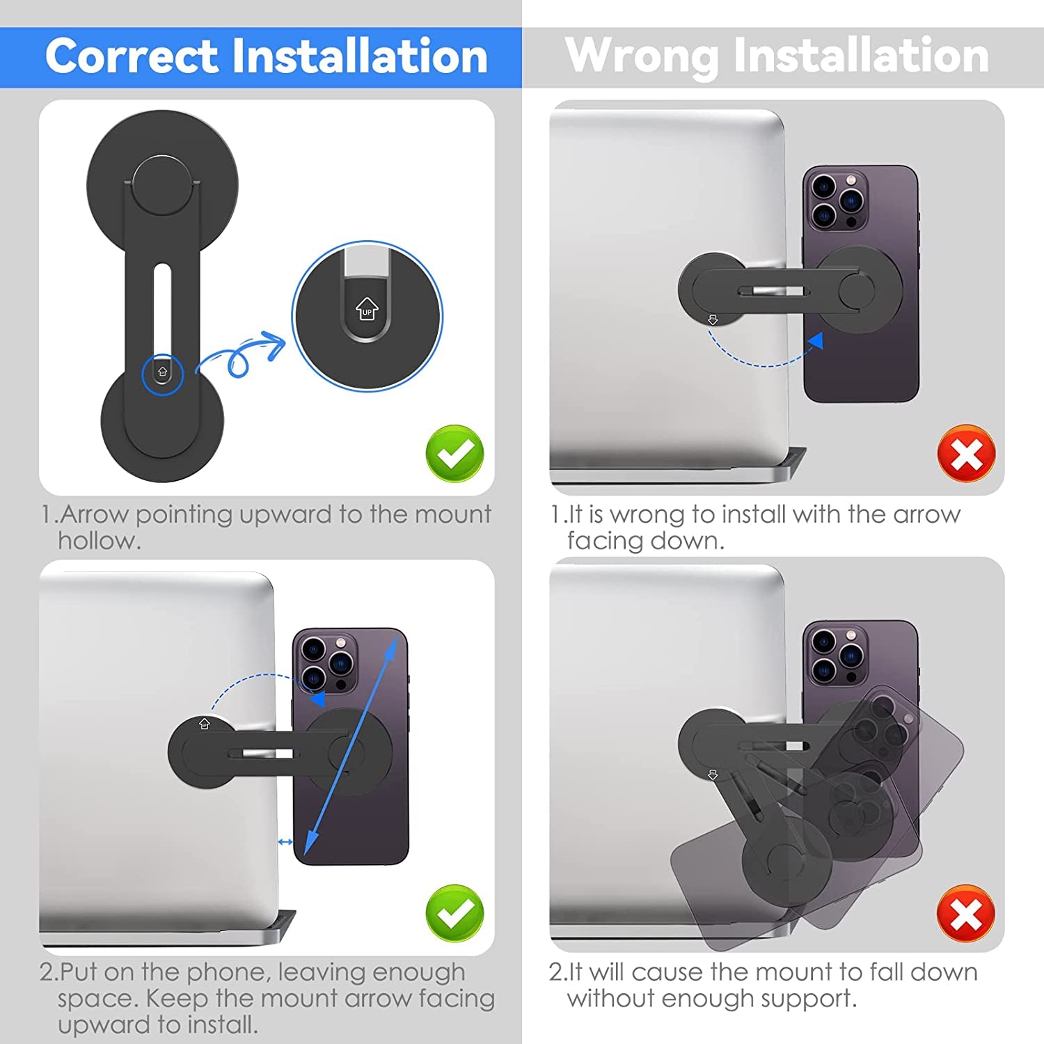 Cloudvalley Magnetic Laptop Phone Holder, Adjustable Continuity Camera Mount Compatible with Magsafe & for Ios 16 / Macos 13 Ventura, Slim Portable Computer Expansion Bracket for Smartphone, Black  CloudValley   