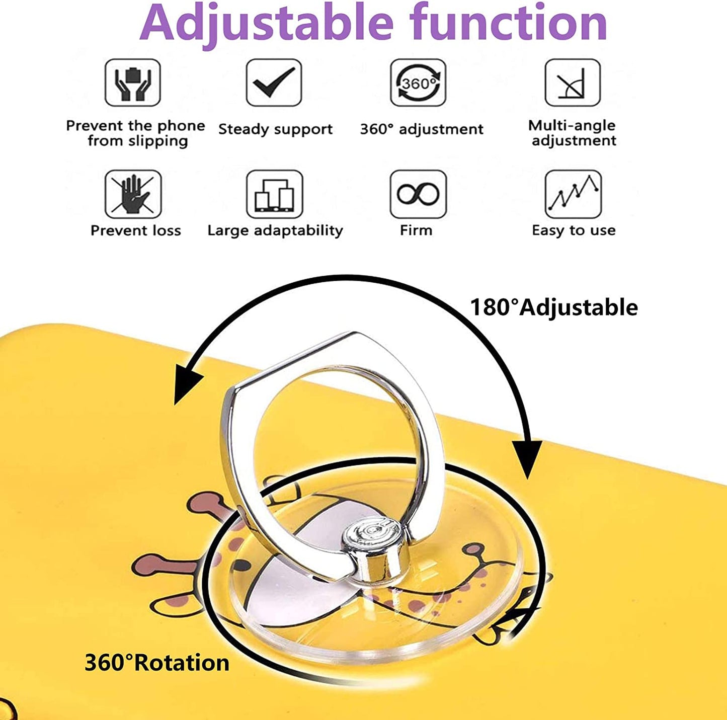 Phone Ring Transparent Cell Phone Ring Holder,360°Rotation Finger Ring Stand, Clear Cell Phone Kickstand Compatible with Most of Phones,Tablet and Case (1)  DFsucces   