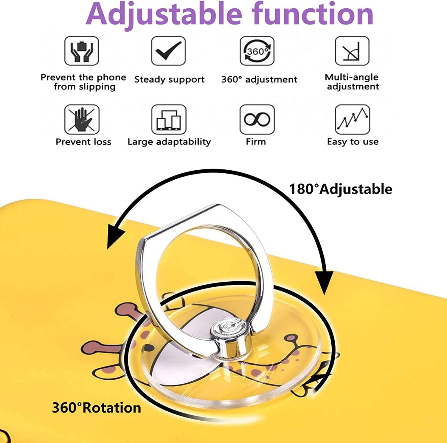 Phone Ring Transparent Cell Phone Ring Holder,360°Rotation Finger Ring Stand, Clear Cell Phone Kickstand Compatible with Most of Phones,Tablet and Case (1)  DFsucces   