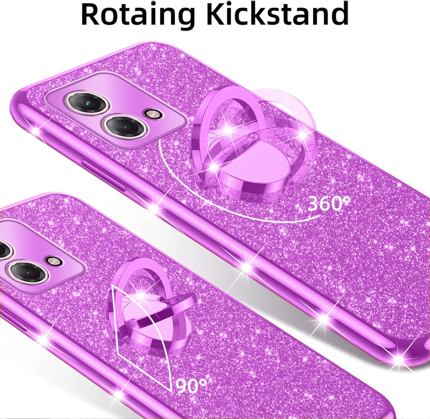 Nancheng Case for Motorola Moto G Stylus 4G 2023 Girls Women Glitter Cute Soft TPU Cover with Ring Kickstand Strap Lanyard Bumper Shockproof Protective Cell Phone Case for G Stylus 2023 4G - Purple  nancheng   