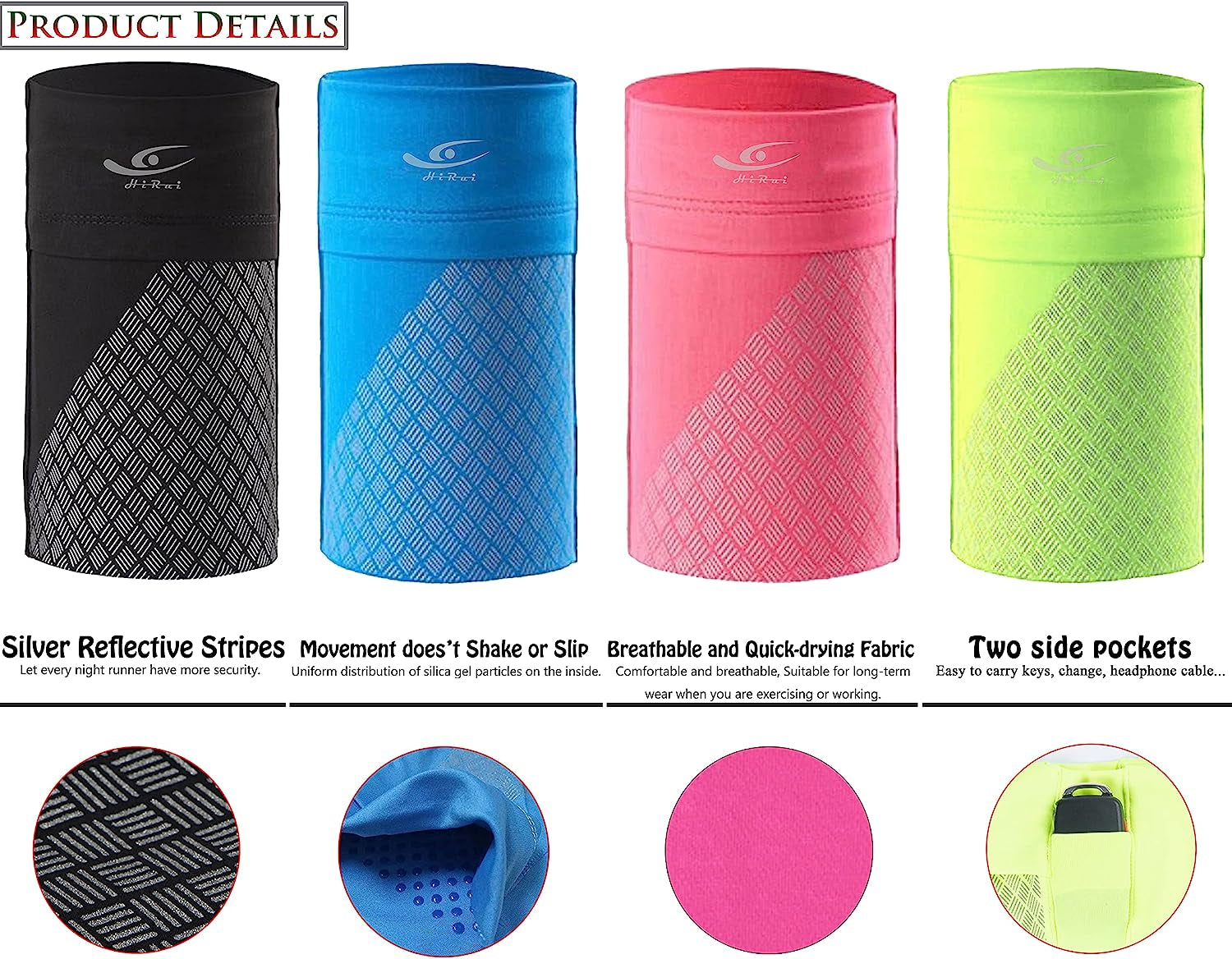 Hirui Universal Sports Armband Cell Phone Armband Sleeves Running Armband for Exercise Workout, Compatible with Iphone 14/14Plus/Pro Iphone 13/12/11 Samsung Galaxy All Phones (Medium, Pink)  HiRui Tech   