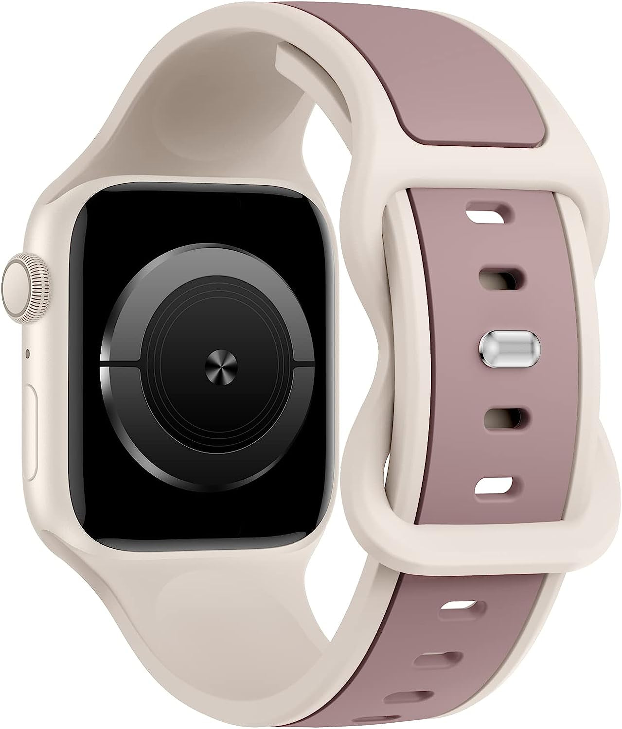 Acrbiutu Two-Toned Dual Color Bands Compatible with Apple Watch 38Mm 40Mm 41Mm 42Mm 44Mm 45Mm 49Mm, Replacement Soft Silicone Sport Strap for Iwatch Series Ultra 8/7/6/5/4/3/2/1 SE Women Men  Acrbiutu Starlight/Smoke Violet 38mm/40mm/41mm 