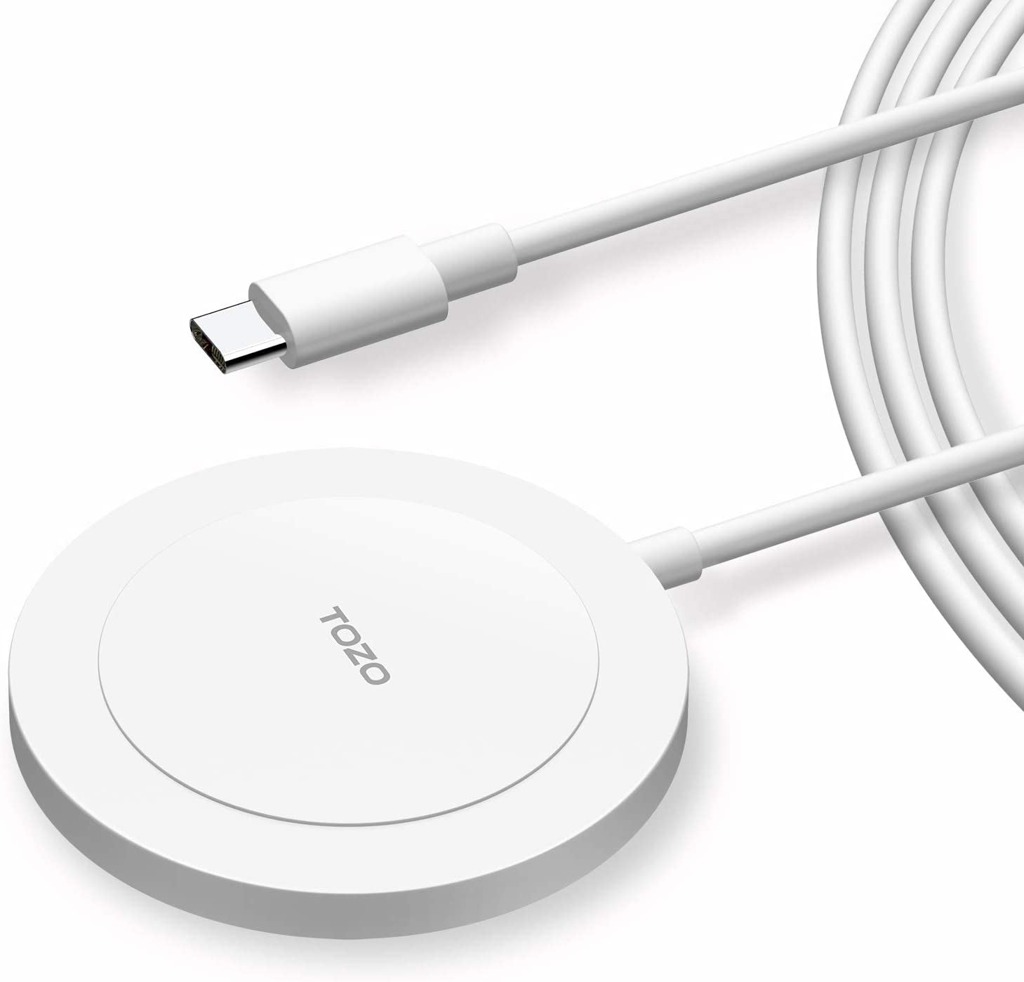 TOZO W1 Wireless Charger 10W Thin Aviation Aluminum Computer Numerical Control Technology Fast Charging Pad Black (NO AC Adapter)  TOZO Matte White 65mm 