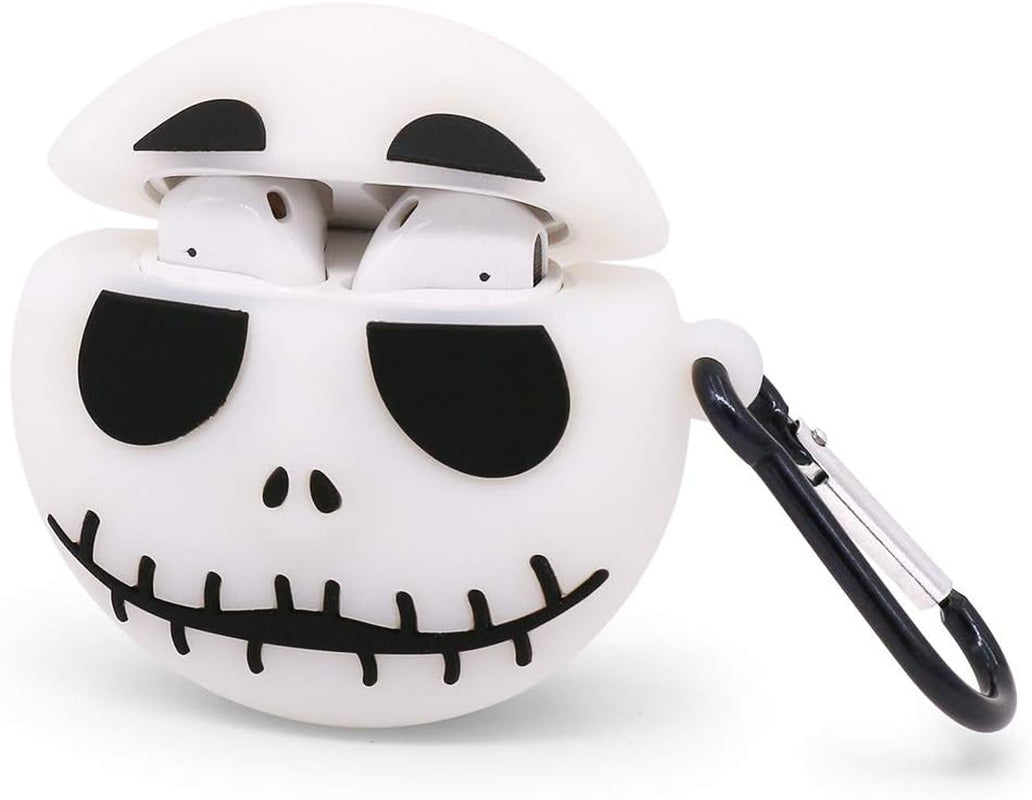 YONOCOSTA Cute Airpods Case, Airpods 2 Case, Cool Funny Noctilucent White Skull Shaped Full Protection Shockproof Soft Silicone Charging Case Cover Skin with Keychain for Airpods 1&2  Yonocosta Inc   