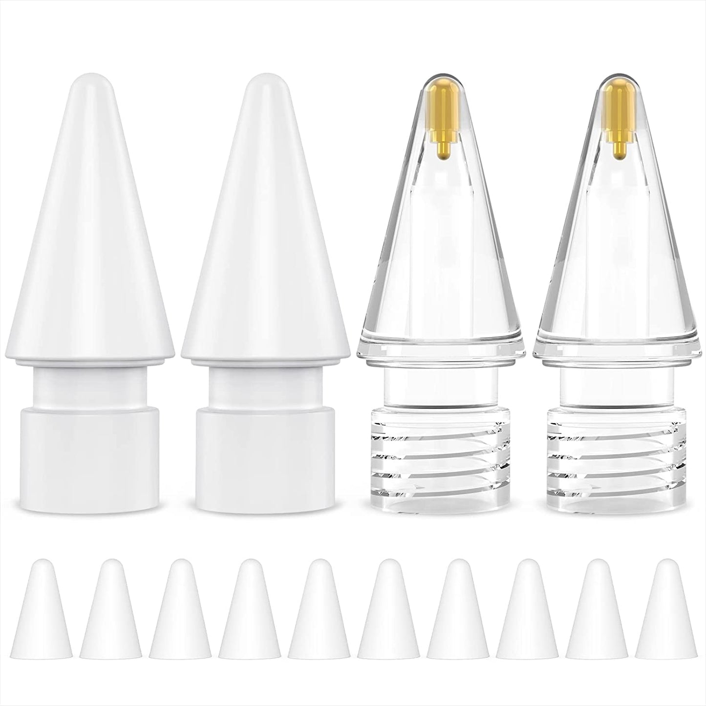 NIUTRENDZ 4 Pack Replacement Tips for Apple Pencil 2Nd Generation and 1St Generation Fine Point Metal Tip, Wear-Resistant & Precise Control (1.95Mm, Clear + Pink + Blue + Grey)  NIUTRENDZ Original - White and Clear Original 