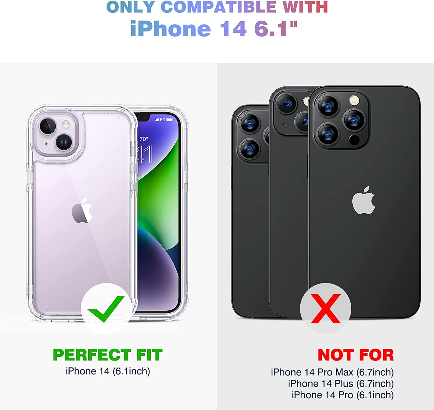 Diaclara Designed for Iphone 14 Case, Full Body Rugged Case with Built-In Touch Sensitive Anti-Scratch Screen Protector, with Camera Lens Protector for Iphone 14 6.1" (Clear)  Diaclara   