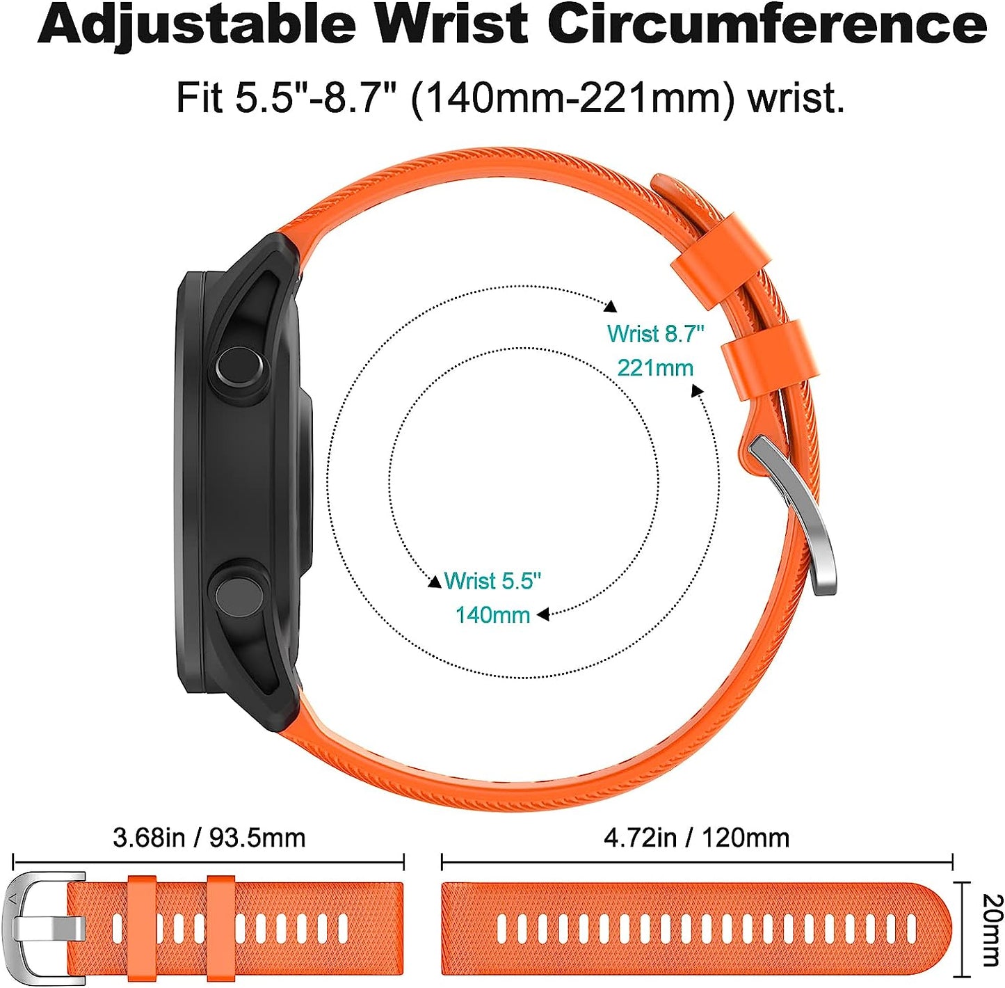 OVERSTEP Compatible with Garmin Vivoactive 3, Venu 2 Plus, Venu SQ Band, 20Mm Wrist Strap Quick Release Waterproof Soft Silicone Bands for Vivoactive 3 Music, Vivomove Hr, Forerunner 645/245 Music Smartwatch  OVERSTEP   