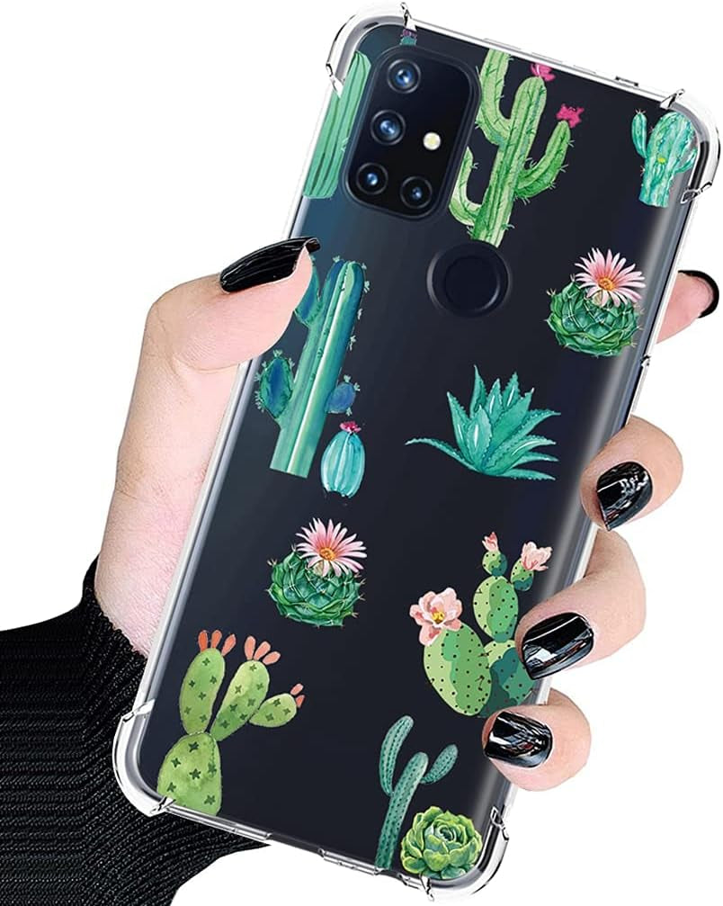 Bohefo Clear Case Compatible with Oneplus Nord N10 5G, Oneplus N10 5G Case for Girls Women, Cute Soft TPU Shockproof Protective Phone Case Cover for Oneplus Nord N10 5G (Cactus)  Bohefo   