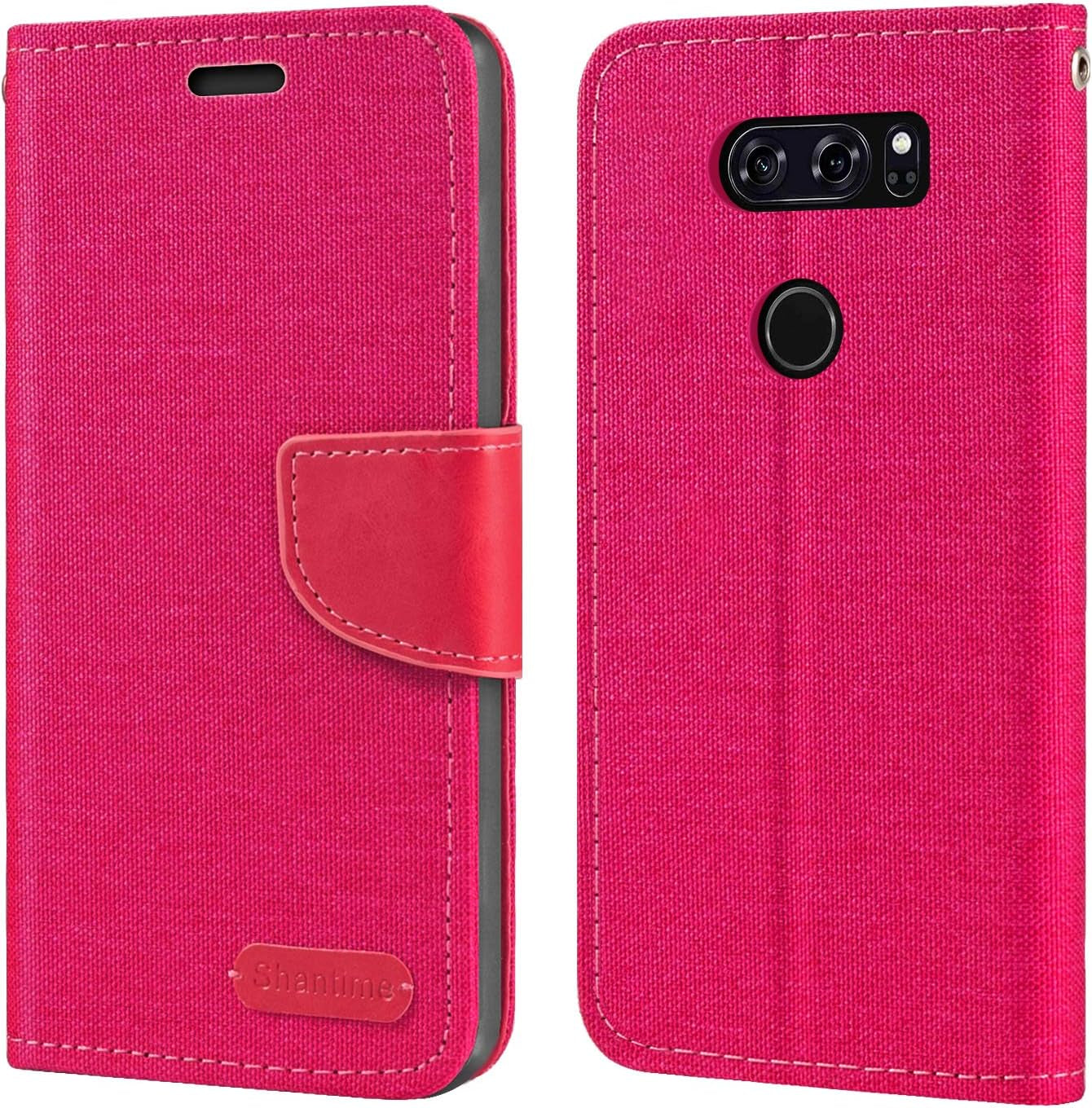 LG V30 Case, Oxford Leather Wallet Case with Soft TPU Back Cover Magnet Flip Case for LG V30 Plus  Shantime Rose  